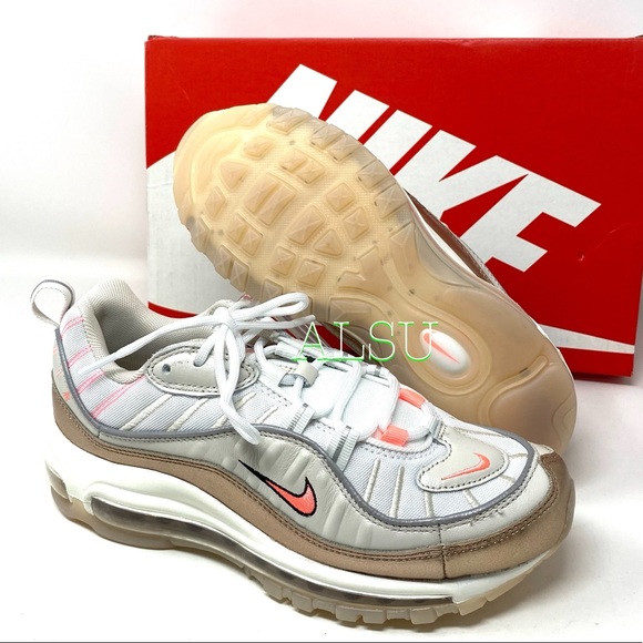 🎄SANTA’S DEAL 🎄 Nike Air Max 98 White Tan Women’s Sneakers Size 9.5 CI9907 100 - Picture 8 of 13
